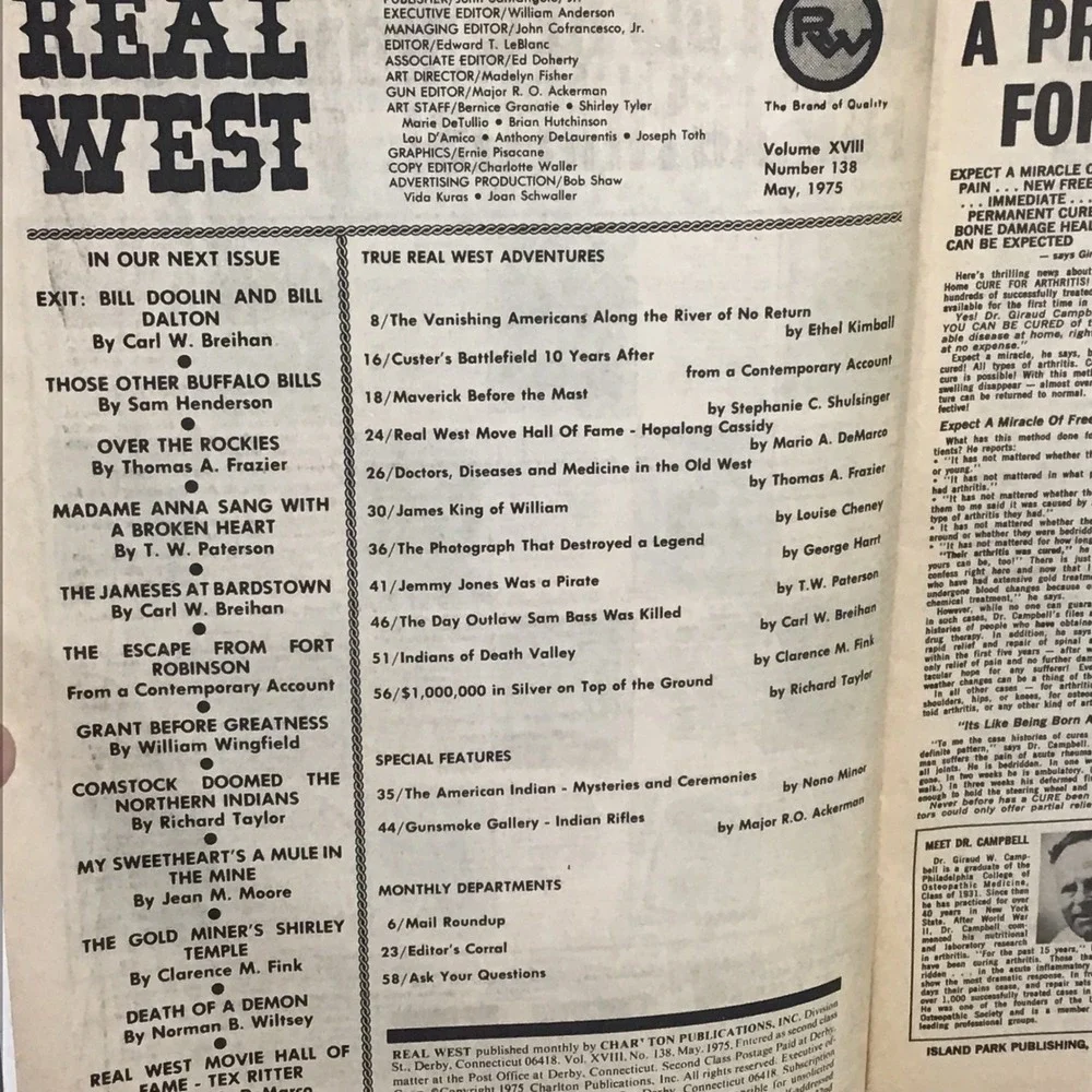 Real West‎ Magazine May 1975 True Tales American Frontier Sam Bass Charlton